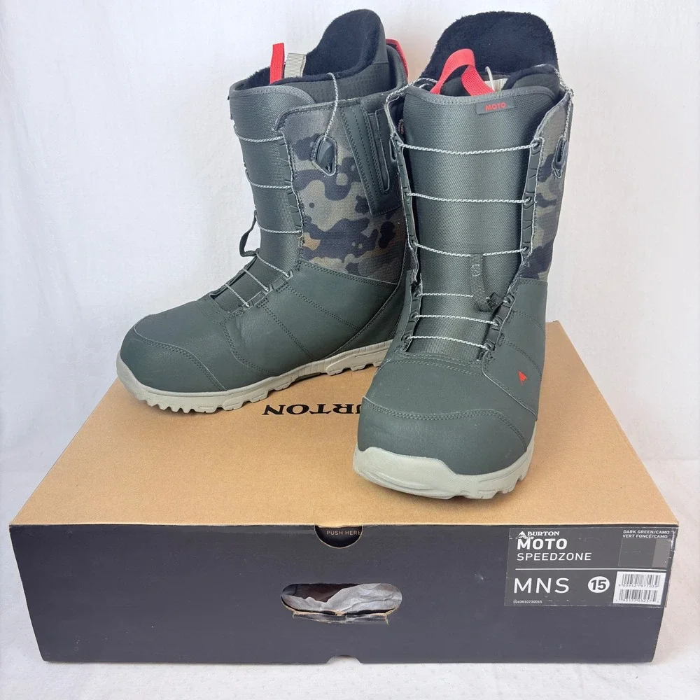 Burton Moto Speedzone Snowboard Boots Mens 15 Dark Green Camo 104361